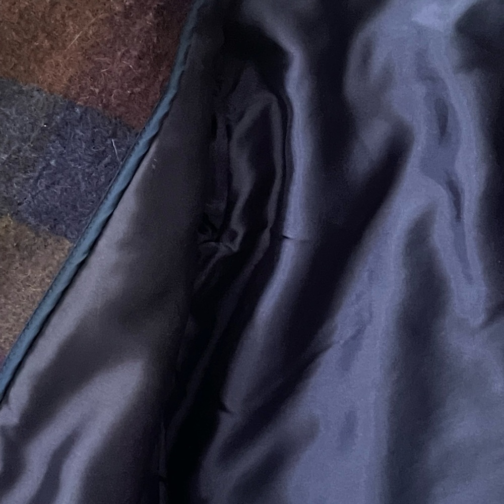 Vintage Plaid Wool Barn Jacket with Leather Accents - Picture 7 of 7
